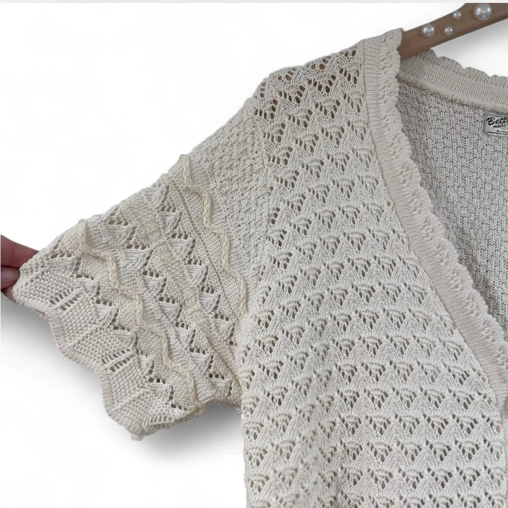 Coastal Grandma Vintage Knit Cardigan - Scallop Hem Rare 80s/90s Bett Mode - Picture 4 of 9